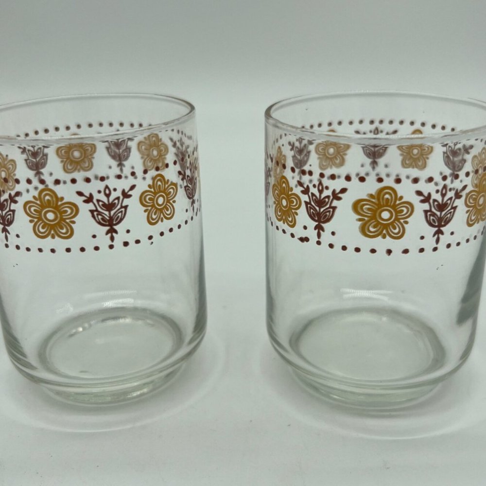 5 Libbey Butterfly Gold Drinking Glasses